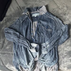 Vintage Havana Blue Striped Long Sleeve Top